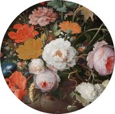Behangcirkel stilleven bloemen horloge | ⌀ 100 cm | Wandecoratie | Wandcirkel