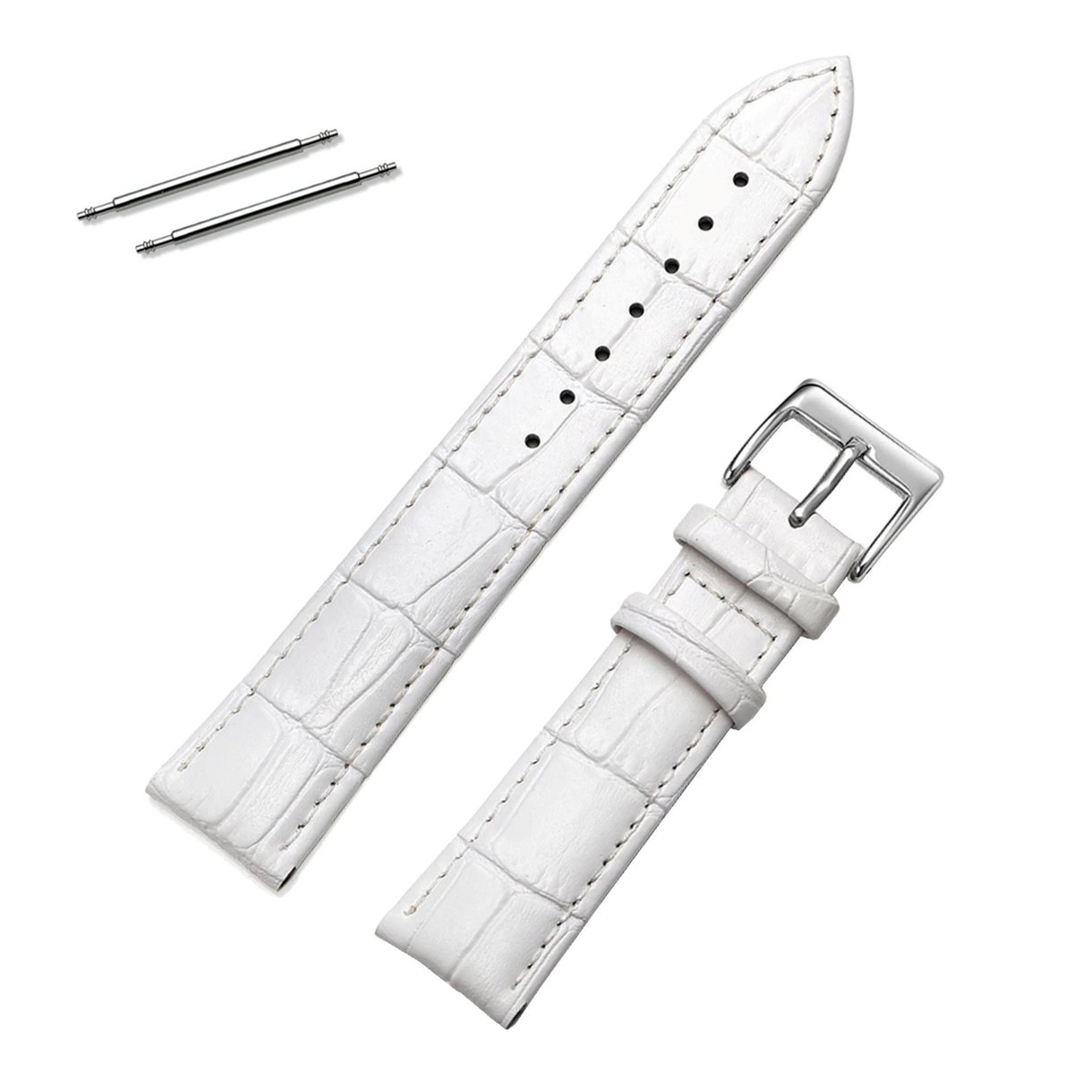 Fako® - Horlogebandje - Echt Leer - 18mm - Croco - Wit