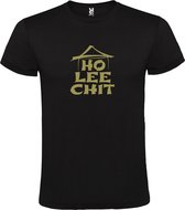 Zwart t-shirt met " Ho Lee Chit " print Goud size S