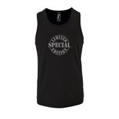 Zwarte Tanktop sportshirt met "Limited Special Edition" Print Zilver Size M