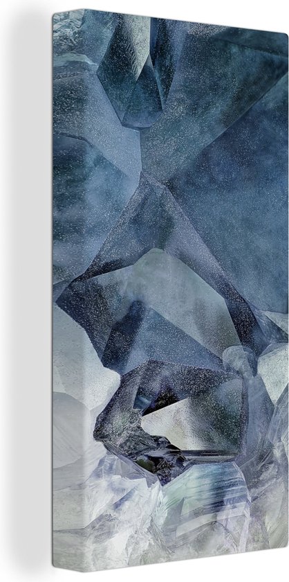 Canvas Schilderij Natuursteen - Blauw - Chic - 20x40 cm - Wanddecoratie