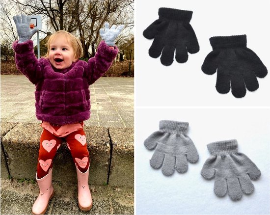 Verstikkend Cadeau lening Set van 2 | Handschoenen | Kind | Wanten | 3-6 jaar | Maat 98/116 | 2 stuks  | Zwart |... | bol.com