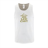 Witte TankTop met " Ho Lee Chit " print Goud size S