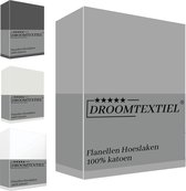 Droomtextiel - Flanellen  Laken - Grijs - 250x250 CM - Lits-Jumeaux - 100% Katoen  - Super Zacht -