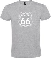 Grijs t-shirt met 'Route 66' print Wit size XXL