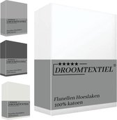 Droomtextiel Flanellen laken Wit - Lits-Jumeaux 240x270 cm - 100% Katoen - Heerlijk Warm - Super Zacht -