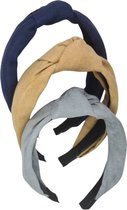 Diadeem - haarband met knoop - suedelook - donkerblauw of okergeel of grijs — Grijs