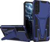 Samsung Galaxy S22+ Hoesje - Mobigear - Armor Stand Serie - Hard Kunststof Backcover - Blauw - Hoesje Geschikt Voor Samsung Galaxy S22+