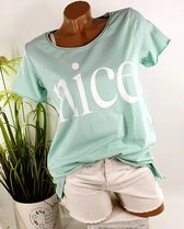 T- shirt katoenen zomershirt met tekst NICE made in Italy kleur mint groen maat S/M 36
