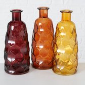 Vaas - fles - 3 set - 31cm - Ø12cm - landelijk - Rood-Bruin-Geel