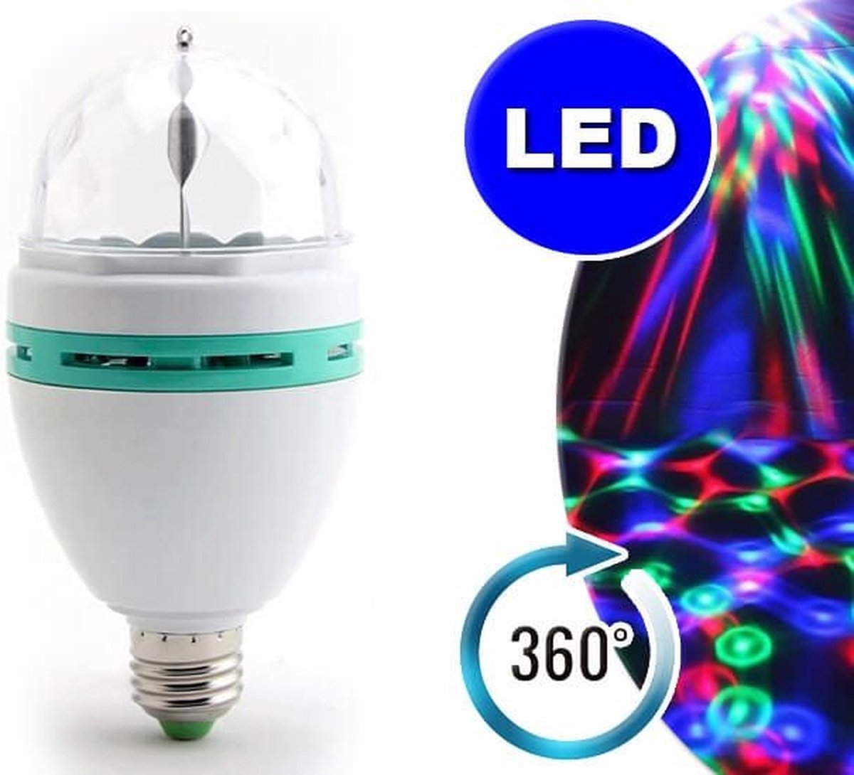Discolamp - E27 - Automatisch Roterend 360 - RGB LED