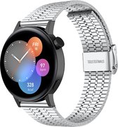 Stalen Smartwatch bandje - Geschikt voor  Huawei Watch GT 3 42mm luxe stalen bandje - zilver - 42mm luxe stalen bandje zilver - Strap-it Horlogeband / Polsband / Armband