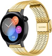 Stalen Smartwatch bandje - Geschikt voor  Huawei Watch GT 3 42mm luxe stalen bandje - goud - 42mm luxe stalen bandje goud - Strap-it Horlogeband / Polsband / Armband