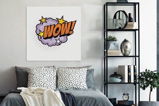 Peinture sur toile ' Wow!' - Proverbes - Citations - 90x90 cm - Décoration murale