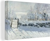 Canvas Schilderij De ekster - Schilderij van Claude Monet - 90x60 cm - Wanddecoratie