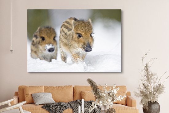 Tableau sur toile Deux cochons - 150x100 cm - Décoration murale