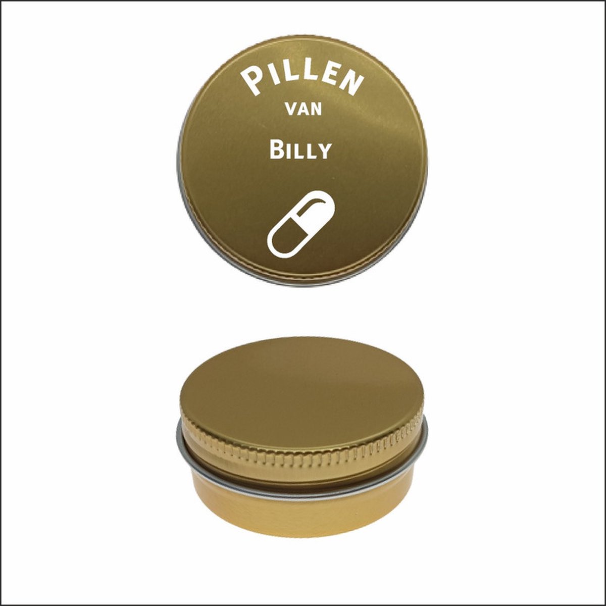 Goedkoopste Pillen Blikje Met Naam Gravering - Billy