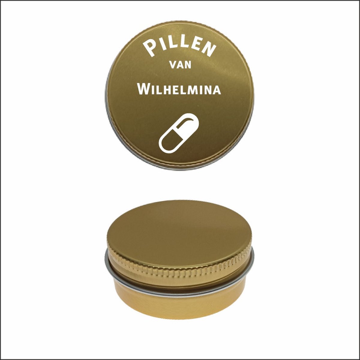 Pillen Blikje Met Naam Gravering - Wilhelmina