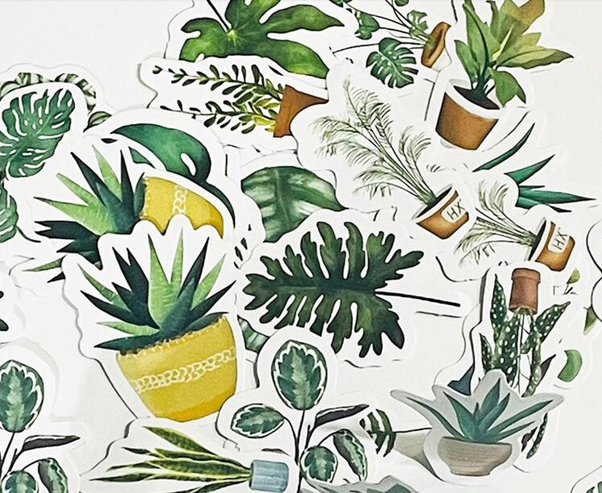 46 Stickers Groene Planten - Thema Groene Planten, Plant in Pot, Varens - EN13 - Stickerdoosje - Voor Scrapbook Of  Bullet Journal - Agenda Stickers - Decoratie Stickers — afbeelding 2