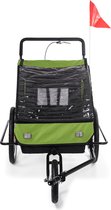 SAMAX fietskar 2 in 1 Jogger - groen/zwart- zwart frame-fietsaanhanger