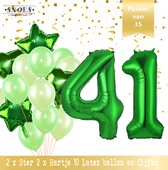 Cijfer Ballon 41 Jaar Groen Forrest Green Boeket * Hoera 41 Jaar Verjaardag Decoratie Set van 15 Ballonnen * 80 cm Verjaardag Nummer Ballon * Snoes * Verjaardag Versiering * Kinderfeestje * Forrest Green* Nummer Ballon 41 * Groen