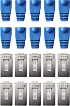 Kebidu® RJ45 Stekkers met Blauwe Tules Cat5 en Cat6 8P8C - Afgeschermd - 10 stuks