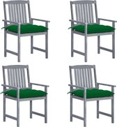 Decoways - Regisseursstoelen 4 stuks met kussens massief acaciahout grijs