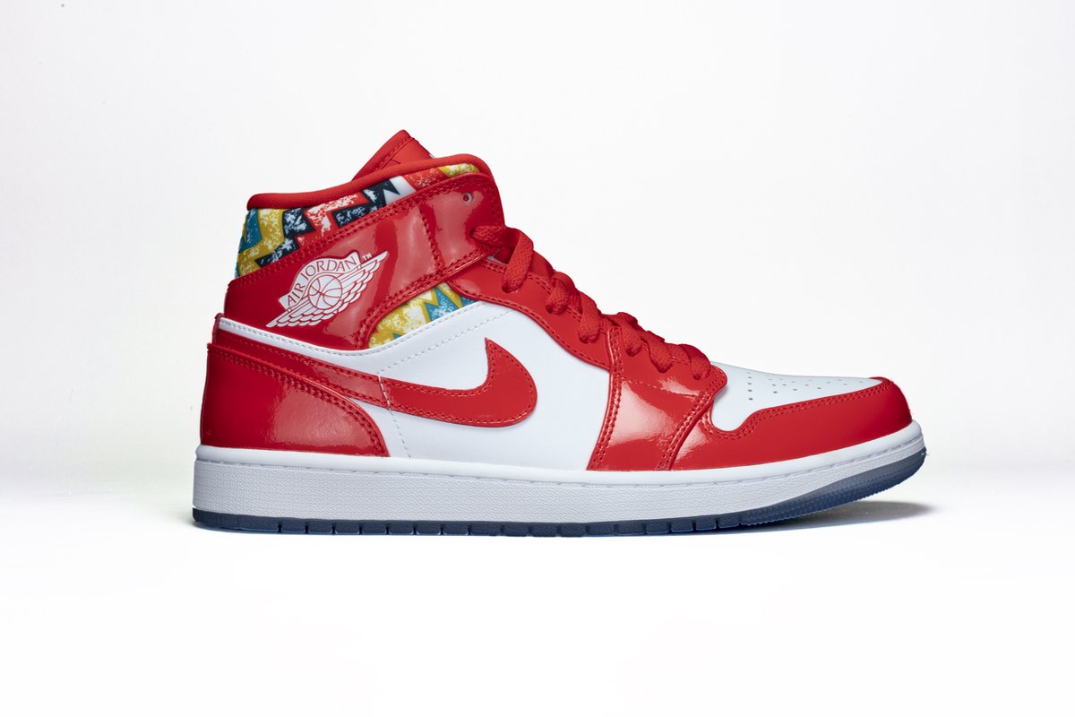 Nike Air Jordan 1 Mid Barcelona Sweater Patent DC7294-600 – Schoenen Rood