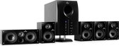 auna Areal 525 BK 5.1 surround sound-systeem Home cinema-systeem (125 watt RMS, actieve mono-subwoofer, 5,25"sidefiring woofer, 5 x satellietluidsprekers, afstandsbediening) zwart