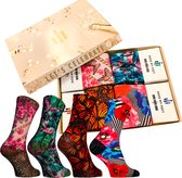 Sock My Feet - Grappige sokken dames  - 4 pack - Maat 36-38 - Moederdag cadeautje - Sokken Giftbox - Funny Socks - Vrolijke sokken - Dieren print - Cadeau dames - Gekke sokken - Gr