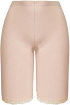 Dames Lange Boxershorts - High Waist - Katoen - Met Kant - Beige - Maat M (701)