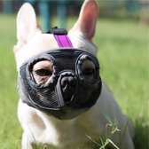 Sharon B - Muilkorf voor honden met een platte/hele korte snuit - maat M - paars - Hoofdomvang 28-43 cm - voor Franse Bulldog, Boston terrier, Mopshond