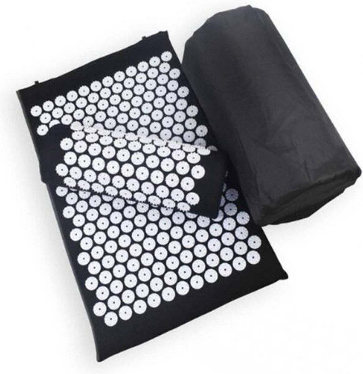 Goedkoopste Spijkermat met kussen - Acupressuur Mat Zwart Inclusief Kussen en Draagtas - Complete Ontspanning Acupressuur Set - Drukpunten