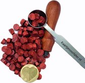 SET Smeltlepel & Stempel voor het maken van Waxzegels & lakzegels - Hart - Incl. 100 waxzegels rood