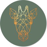 Wandcirkel - muurcirkel - binnen - incl ophangsysteem - giraf - groen - goud ⌀ 60 cm - wanddecoratie - ronde schilderijen - wallcircle - Coszy