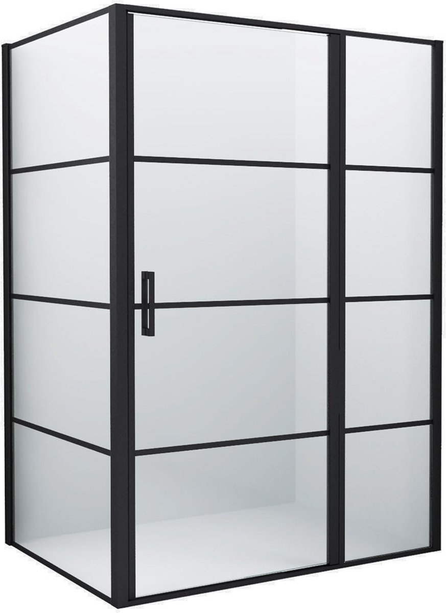 Diamond Line Finn - Douchecabine - 140x90 - Mat Zwart - Rechthoek - Draaideur - 8mm Veiligheidsglas