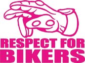 Respect for bikers hand groet sticker voor op de auto - Auto stickers - Auto accessories - Stickers volwassenen - 15 x 11 cm - Roze