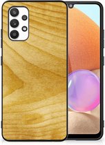 Cover Case Geschikt voor Samsung Galaxy A32 4G | A32 5G Enterprise Editie GSM Hoesje met Zwarte rand Licht Hout