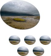 Dessous de Sous-verres - Ronds - Vue de la plage de Schiermonnikoog juste avant un orage - 10x10 cm - 6 pièces
