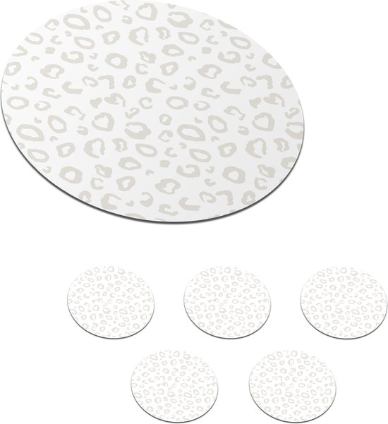Dessous de Sous-verres - Ronds - Motifs - Imprimé panthère - Wit - 10x10 cm - 6 pièces