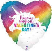 Ballon aluminium coeur «Happy Valentines Day » Unicorn