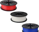 Gembird PLA Filament - 1.75mm - 200 gram- Voordeelset  - Rood, Wit, Blauw - 3D printer filament