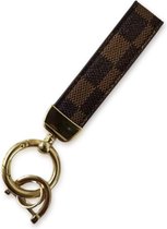 Luxe Sleutelhanger - Bruin Patroon met Gouden Hanger - Dames & Heren Designer Sleutel Hanger - Keychain Mode Cadeau - Fashion Auto Accessoires