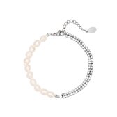 Roestvrij stalen armband parels - Zilver