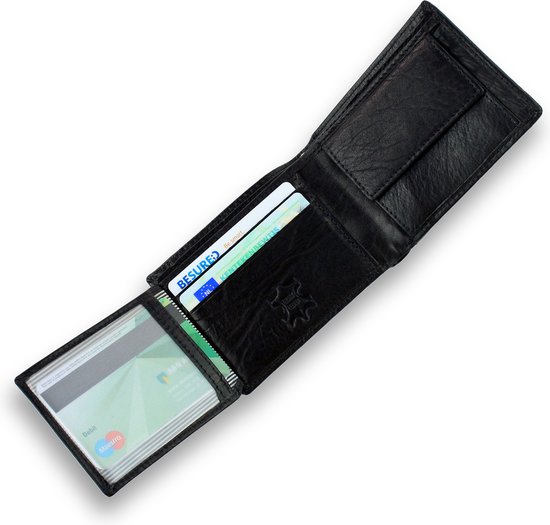 Portemonnee heren - Compact - portefeuille heren - RFID - Leer - Safekeepers
