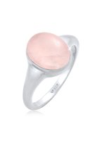 Elli Ring Dames zegelring Ovaal Trend Chunky met Roze Kwarts in 925 Sterling Zilver