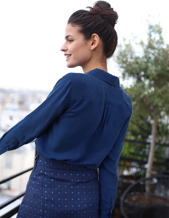 Verzorgen Neuken Vertrappen Dames blouse donkerblauw volwassen lange mouw 100% zijde luxe zomer chic |  bol.com