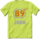 89 Jaar Feest T-Shirt | Goud - Zilver | Grappig Verjaardag Cadeau Shirt | Dames - Heren - Unisex | Tshirt Kleding Kado | - Groen - M