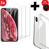 iPhone 12 / 12 pro hoesje soft case - Screenprotector Tempered Glass 3 stuks - iPhone 12 / pro - hoesje -  Screenprotector Tempered Glass