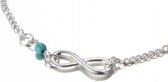 Enkelbandje-Turquoise-Infinity-Zilverkleur-22 cm-Charme Bijoux